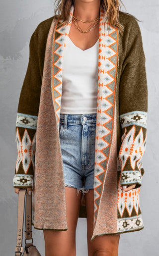 Soft Brown Western Style Cardigan