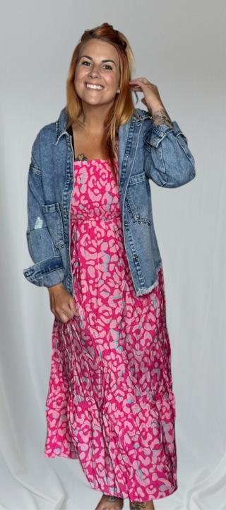 Pink Leopard Long Dress