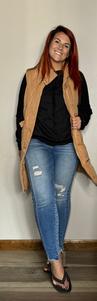 Light Brown Windproof Puffer Vest