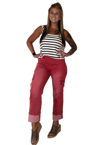Annie Wear Straight Leg Jeans with Cargo Pockets