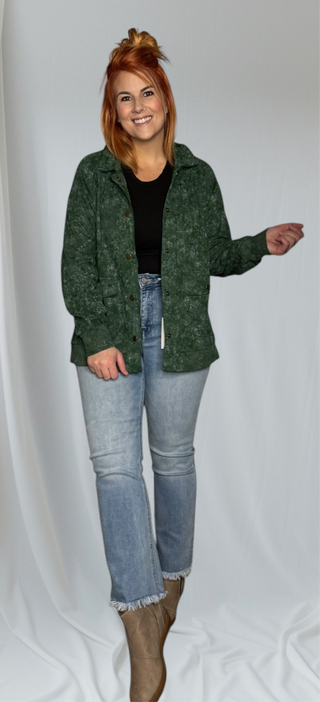 Green Vintage Washed Shacket