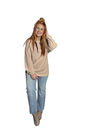 Khaki Ribbed Oversized Sweatshirt