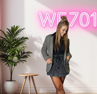 Dark Grayish Black Twilled Lapel Blazer Jacket