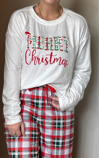 Merry Christmas White Tee Lounge Set
