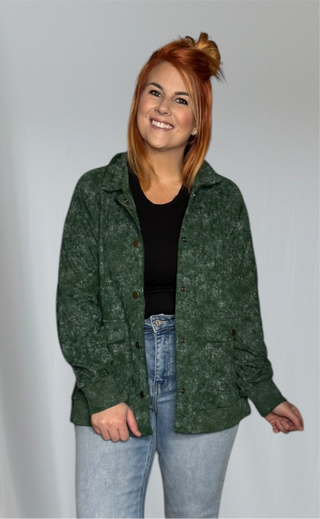 Green Vintage Washed Shacket