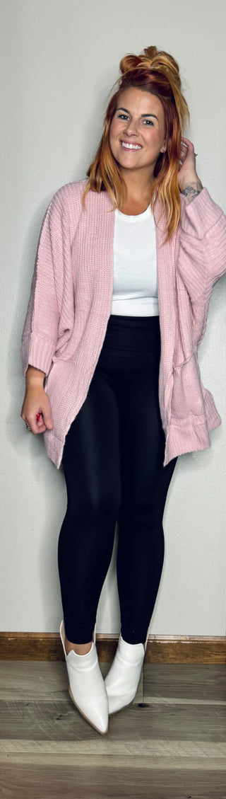 Pink Oversized Cardigan