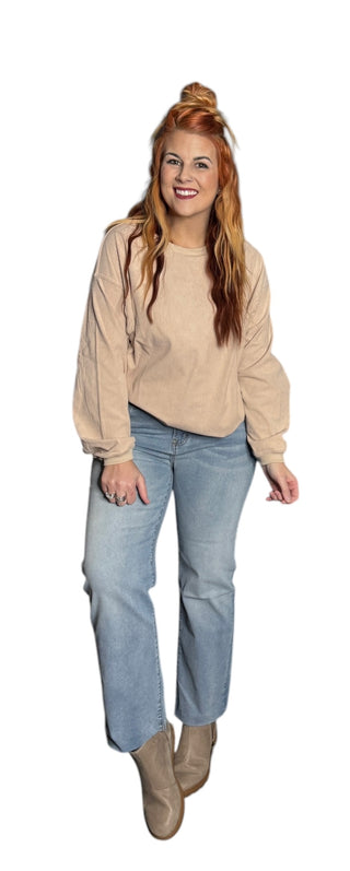 Khaki Ribbed Oversized Sweatshirt