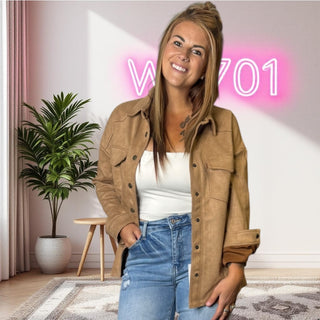 Soft Light Brown Snap Up Jacket