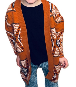 Kids Rust Western Style Cardigan