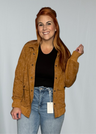 Camel Vintage Washed Shacket
