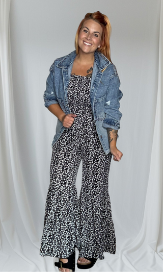 Black & White Boho Wide Legged Jumpsuit
