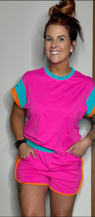 Hot Pink Contrast Lounge Set