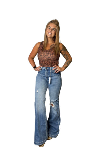 Brown Leopard Print Bodysuit