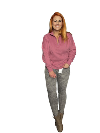 Mauve Zip Pullover Sweatshirt