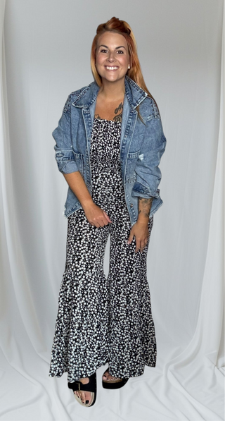 Black & White Boho Wide Legged Jumpsuit