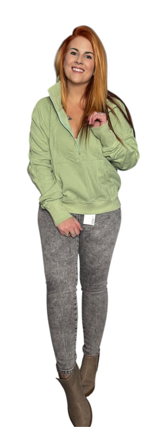 Moss Green Fleece Lined Crewneck Sweatshirt