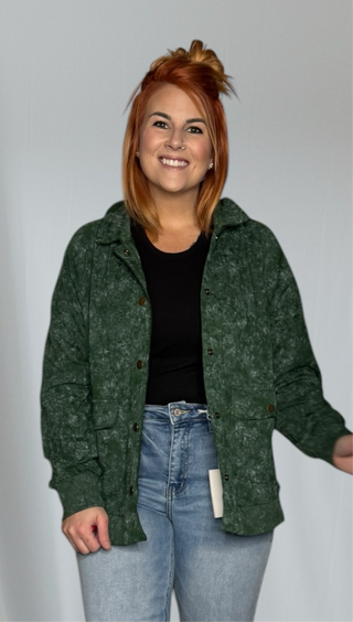 Green Vintage Washed Shacket
