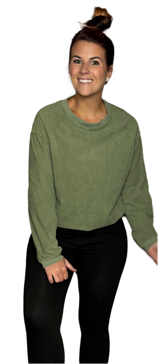 Olive Ribbed Oversized Sweatshirt