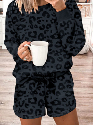 Black Leopard Print Lounge Set