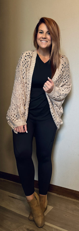 Champagne Open Sleeve Dolman Cardigan