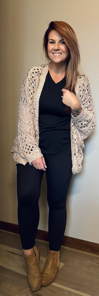 Champagne Open Sleeve Dolman Cardigan