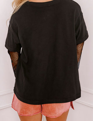 Slight Oversized Black Floral 2 Pc. Tee