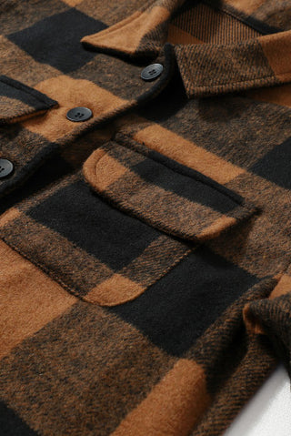 Rust Plaid Button Down Pocket Jacket