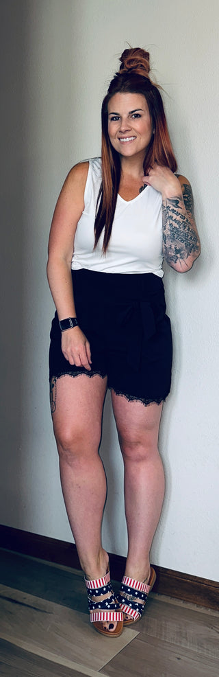 Black Lace Trim Short