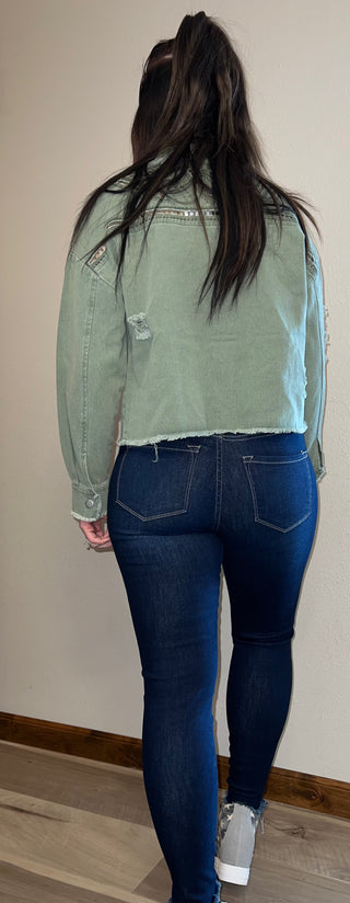 Olive Green Crop Jacket