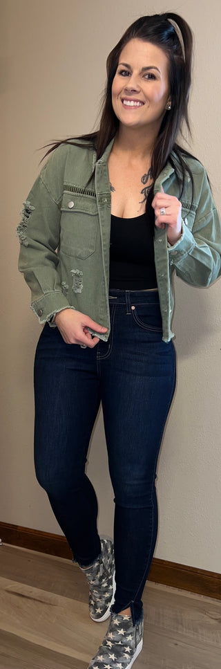 Olive Green Crop Jacket