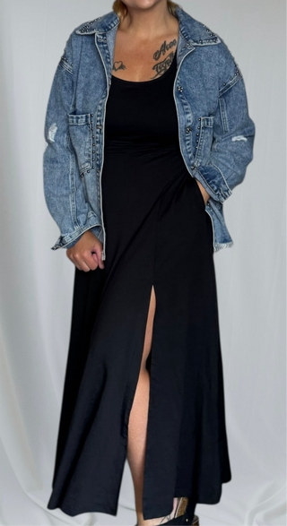 Black Midi Dress With Side Slit