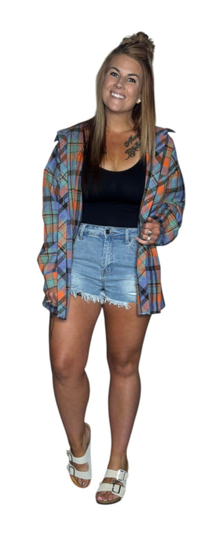 Slight Oversized Orange Button Down Flannel