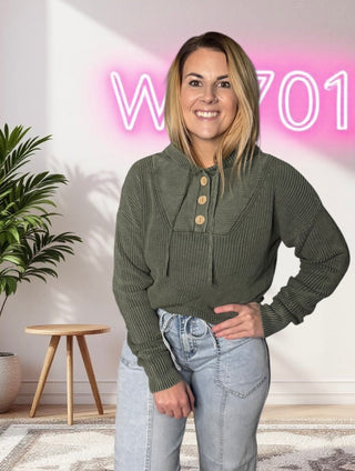 Vintage Green Mineral Washed Hooded Top