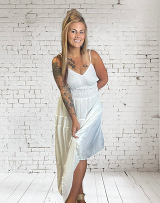 White Elegant Spaghetti Strap Long Dress