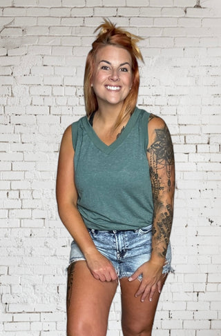 Ribbed V Neck Tantop (4 colors)