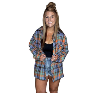 Slight Oversized Orange Button Down Flannel