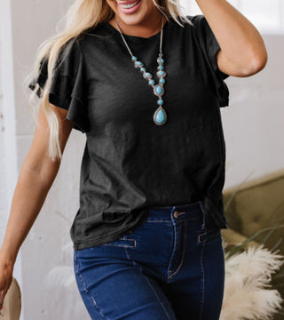 Flutter Sleeve Short Sleeve Top (3 COLORS)