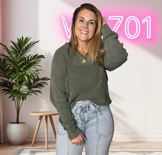 Vintage Green Mineral Washed Hooded Top