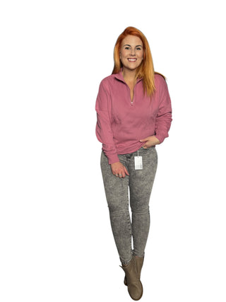 Mauve Zip Pullover Sweatshirt