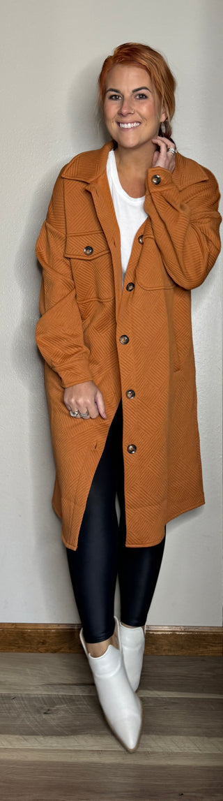 Rust Longline Button Jacket