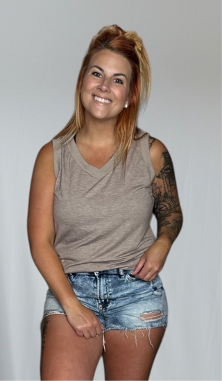 Ribbed V Neck Tantop (4 colors)