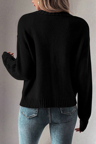 Black Karli Button Sweater Cardigan